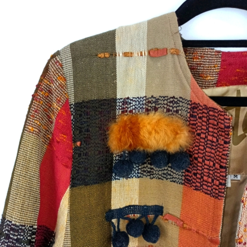 Crystal Vintage Handwoven Patchwork Women's Jacke… - image 2